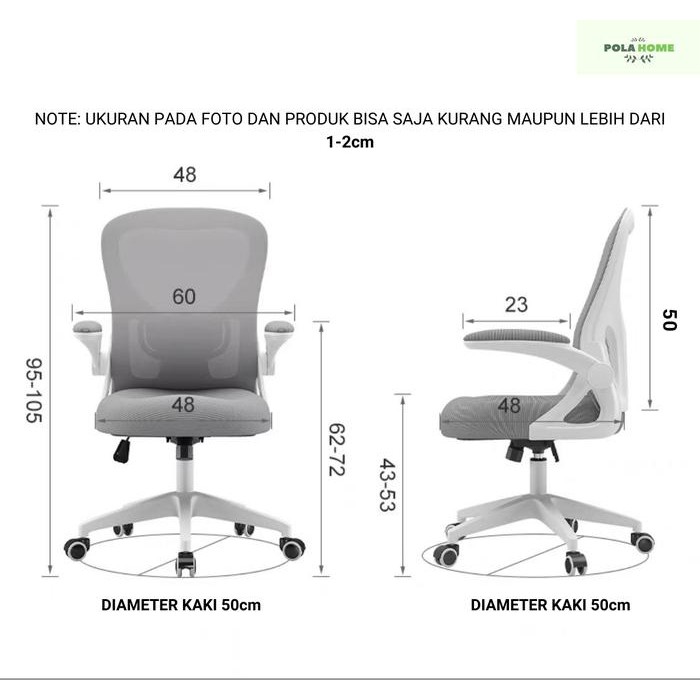 Pola BG765 Kursi Staf Kursi Putar Roda Kursi Kantor Kursi Belajar Kursi Gaming Kursi Jaring Kursi