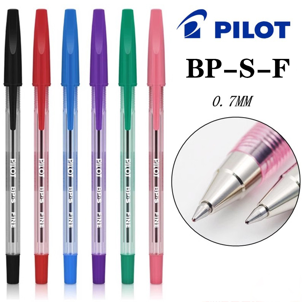 6pcs Japan PILOT Ballpoint Pen BP-S-F Classic Colored 0.7mm Transparent Rod Student Writing Smooth