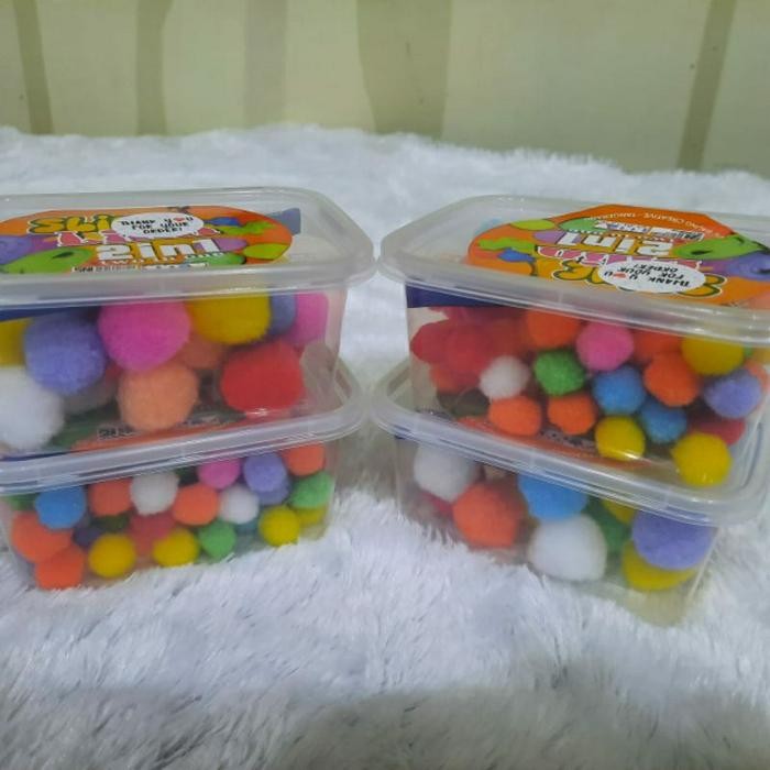 (Best) Paket pompom box tweezer pinset plastik pom pom mainan edukasi