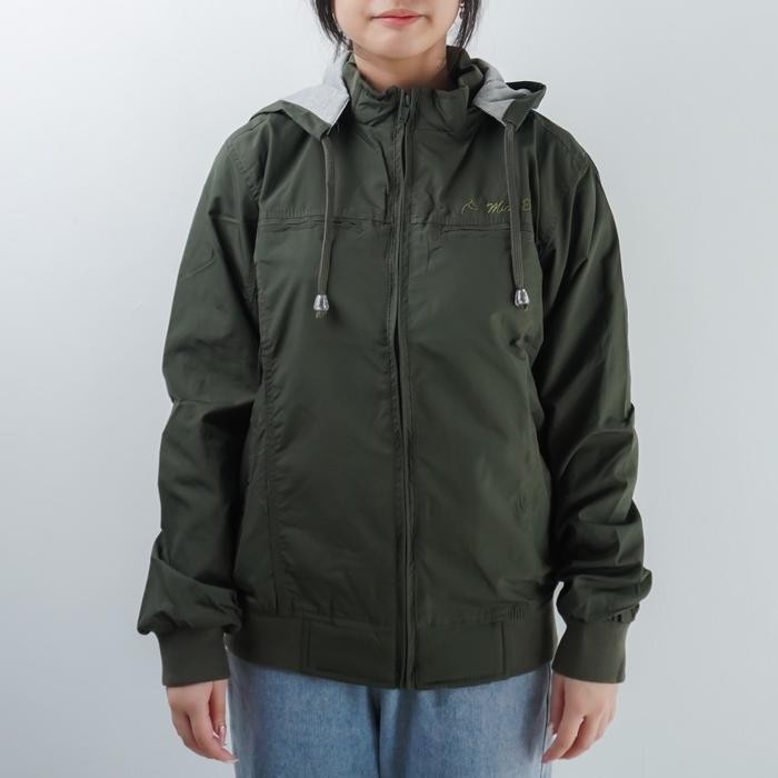 ORIGINAL MUSTEVANS JAKET HOODIE PARASIT PARASUT WATERPROOF WANITA ARMY GREEN READY STOCK