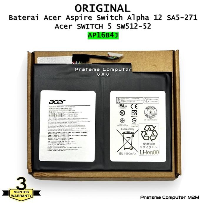 ORIGINAL Baterai Acer Aspire Switch Alpha 12 SA5-271 Acer SWITCH 5 SW512-52 N16P3 N17P5 AP16B4J