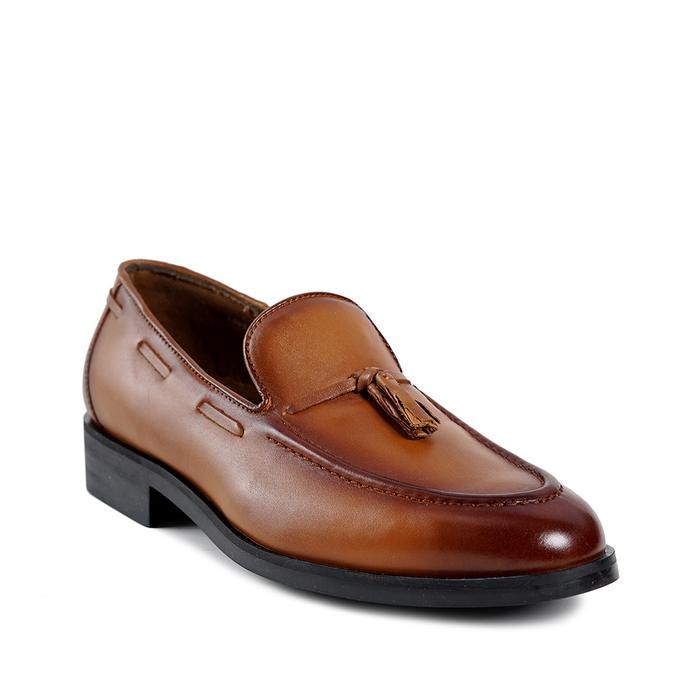 fwxh-Prabu - Sepatu Kulit Slip On Pria Cala 2.0 Brown Cokelat Loafers Flat Shoes Kerja