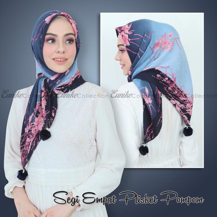 Promo Jilbab Segiempat Segi Empat Plisket Jambul Pompom Berbagai Bahan Maxmara Voal Square