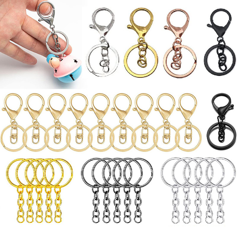 30Pcs Lobster Claw Clasps Key Chain Swivel Clasps Hook Clips Jump Ring Lobster Clasps Key Ring Loop 