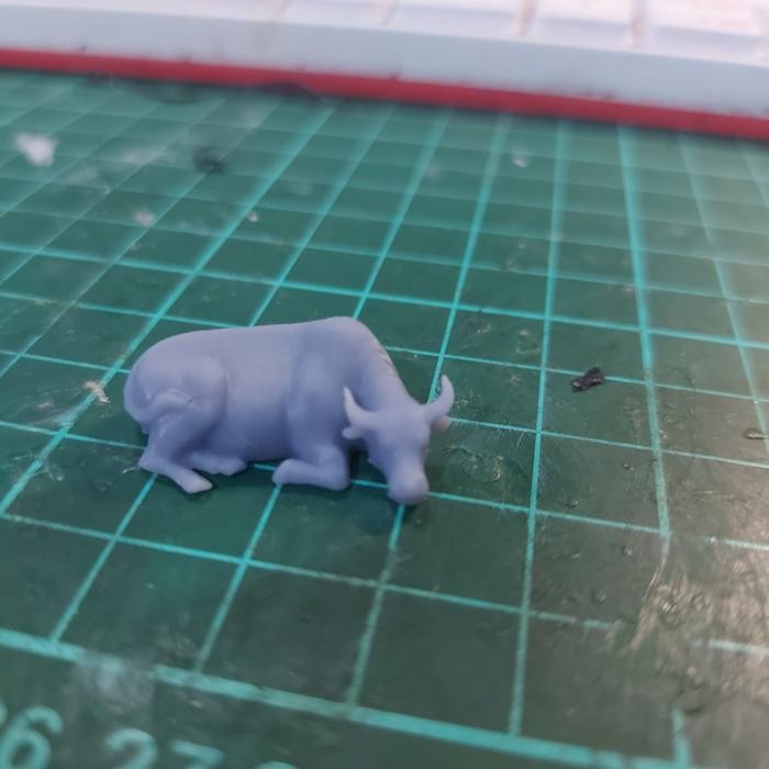 q9v5- Miniatur Figure Animal 1/64 Kerbau Tidur Diecast Hewan - N0