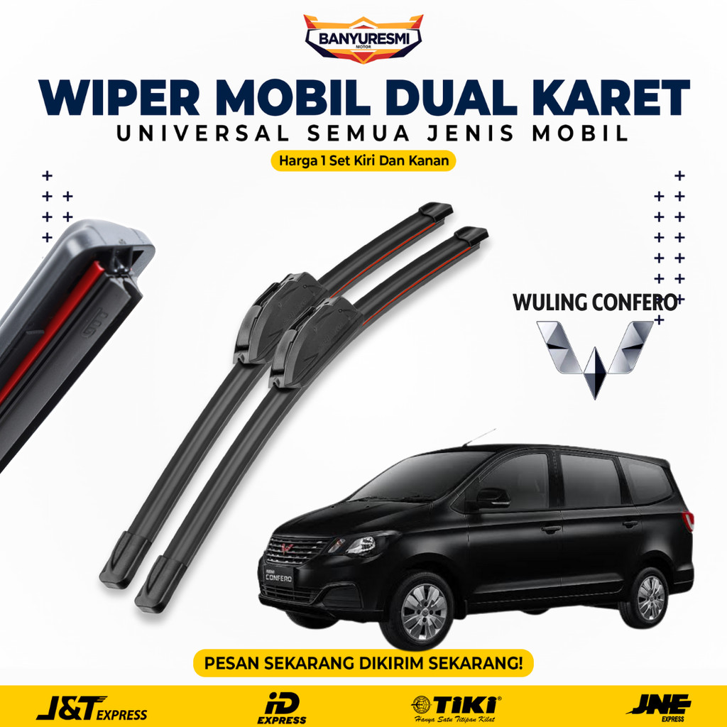 Wiper Blade Wuling Confero Double Karet Pembersih Kaca Depan Mobil 1 Set Kiri dan Kanan