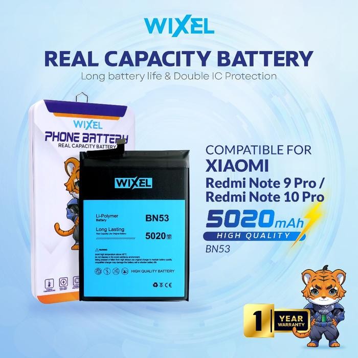 Original WIXEL Baterai BN53 Compatible For Redmi Note 9 Pro / Note 10 Pro Double Power Real Capacity