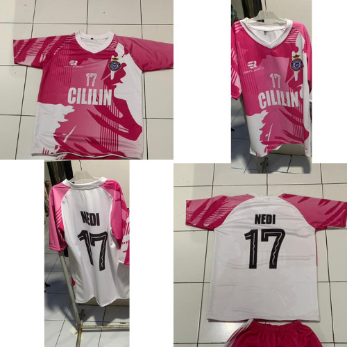 Baju Jersey Bola Custom Pink Kiper Lengan Pendek Setelan Cililin Free Desain Custom Nama dan Nomor P
