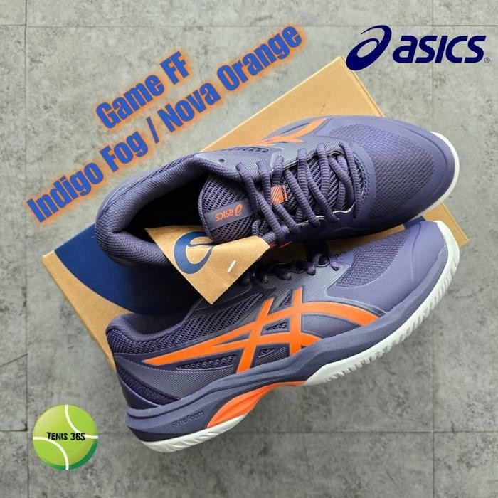 Sepatu Tenis Asics Game FF Indigo Fog / Nova Orange Terbaru