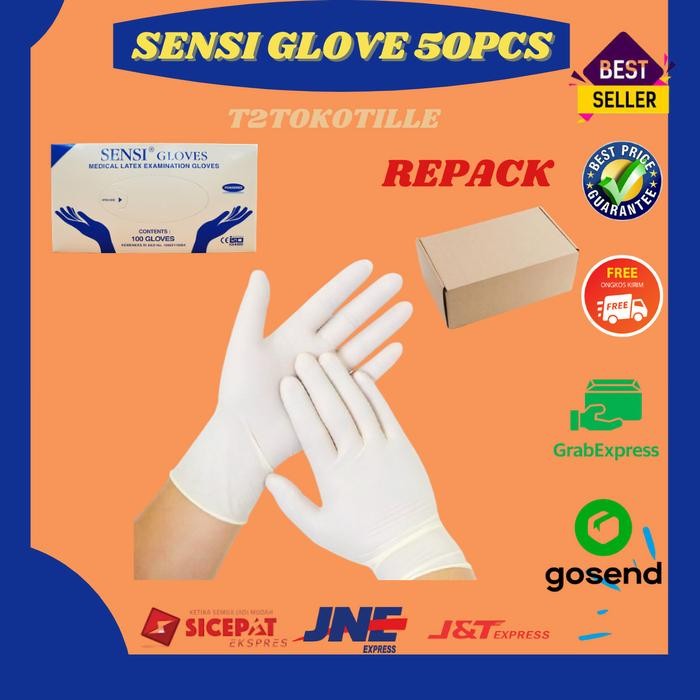 KJB Sarung Tangan Karet Latex Sensi Glove Medis 50pcs
