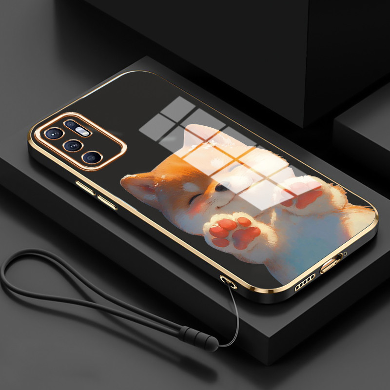 Casing Untuk OPPO Reno 6 4G Reno 6 5G Case Casing HP Softcase Tali gantungan berlapis silikon mewah 