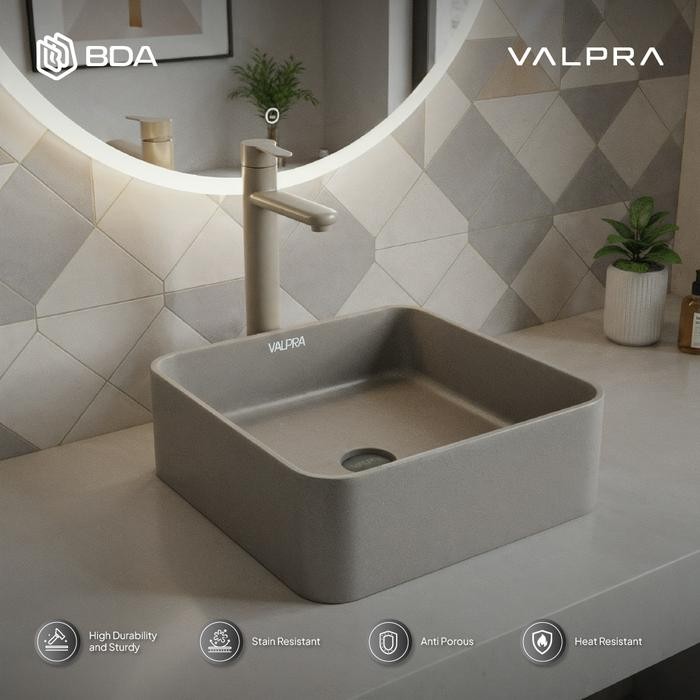 Valpra Wastafel Cuci Tangan Wastafel Kamar Mandi Wastafel Meja Wastafel Granit Kotak V GB 4040 SQ