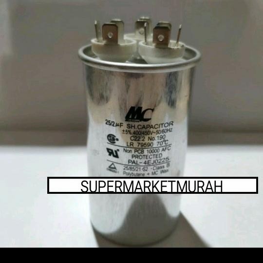 Capacitor AC 25+2 uf MC 400/450v ac Kapasitor 25 + 2uf 50-60 hz Kaki 3