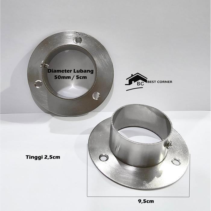 Bracket topi 2 Inch Stainless / Dop Pipa Stainless Bulat