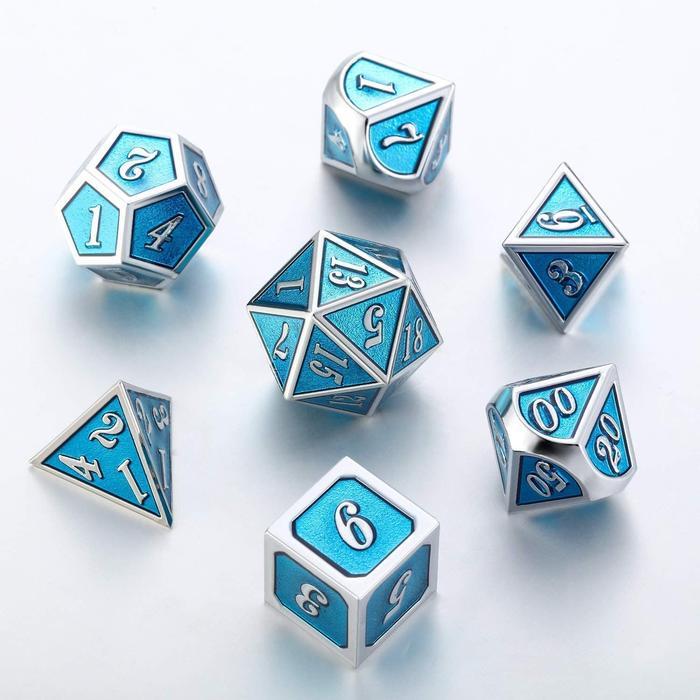 NEW TECUNITE 7 DICE METAL POLYHEDRAL DICE SET DND DICE SET - DADU METAL