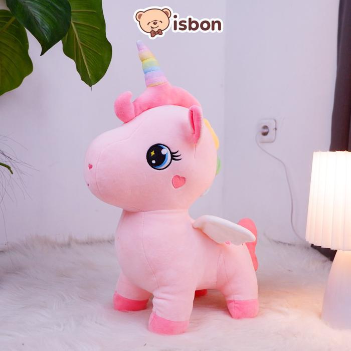 NEW ISTANA BONEKA CUTE UNICORN DUDUK DAN BERDIRI TANDUK KUDA CANTIK BERSAYAP MAINAN ANAK KECIL COWOK