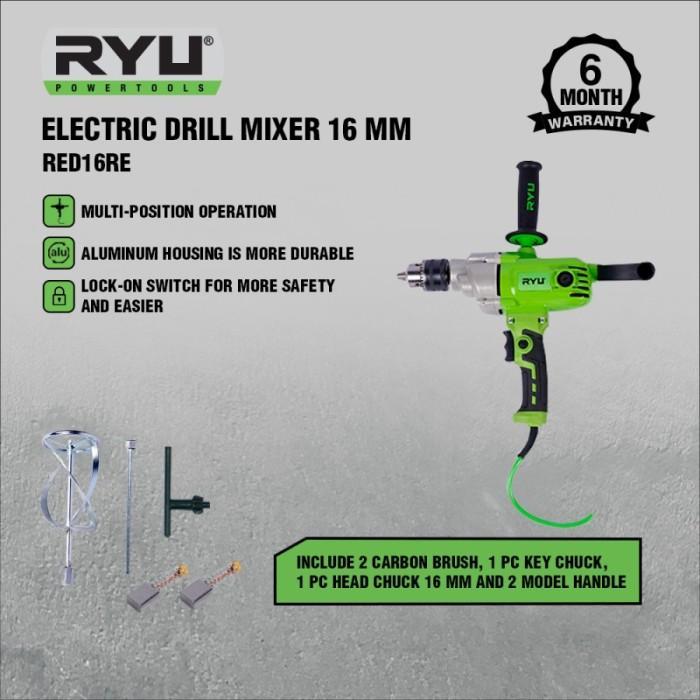RYU TEKIRO MESIN Pengaduk MIXER Cat Semen BOR LISTRIK 16 MM