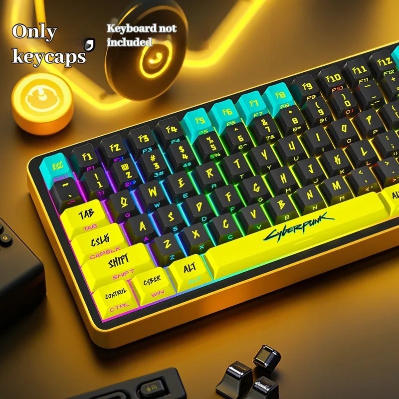129 Keys Cyberpunk Keycap Cherry Profile Side Engraved Translucent Keycaps Pbt Custom Adapted