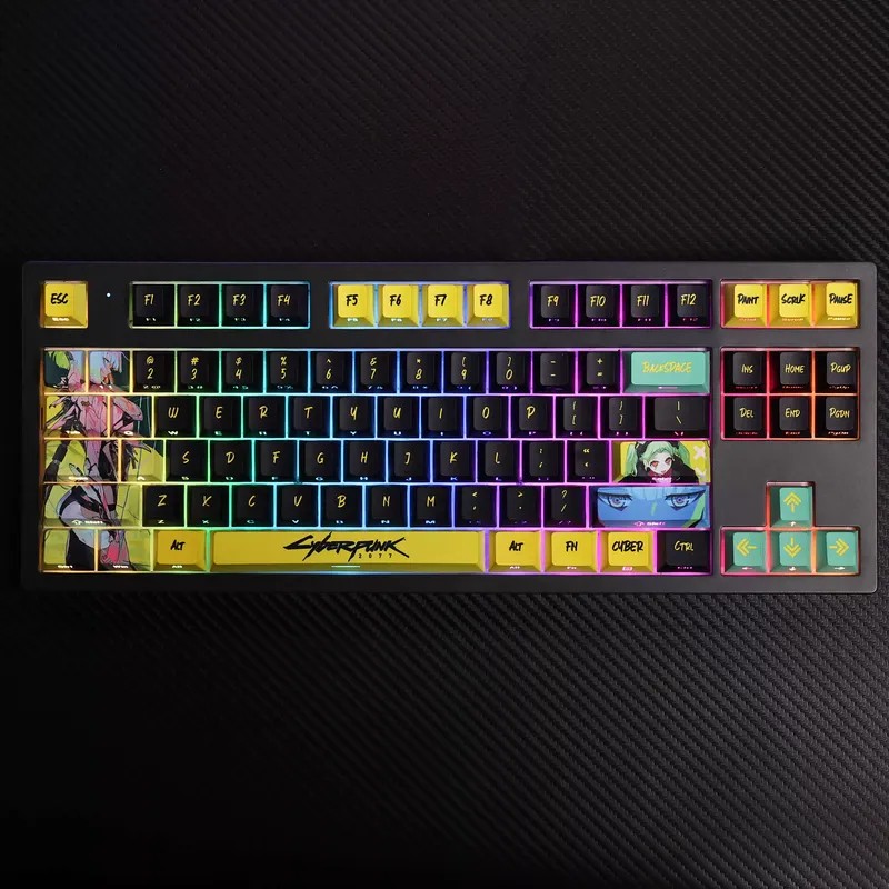 Anime Keycaps Cyberpunk Theme 124-Key Mechanical Keyboard Cherry Profil PBT Custom Keycaps Side