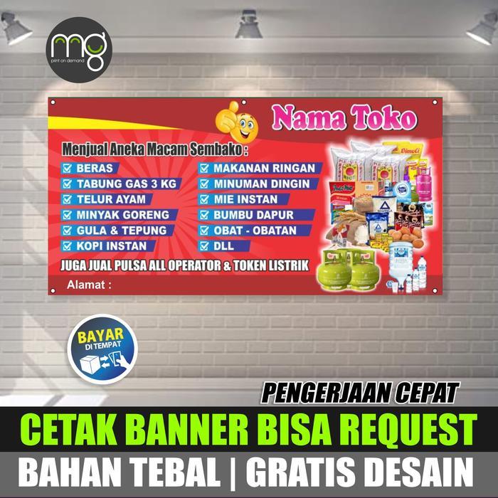 Spanduk toko Sembako - banner warung sembako - spanduk kelontong lalapan