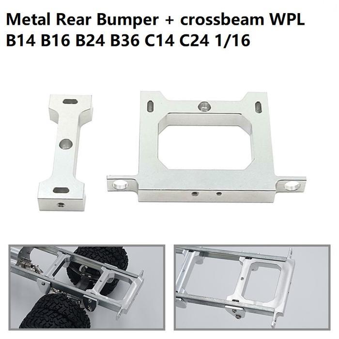 Metal Rear Bumper + crossbeam WPL B14 B16 B24 B36 C14 C24 1/16 Rc Car
