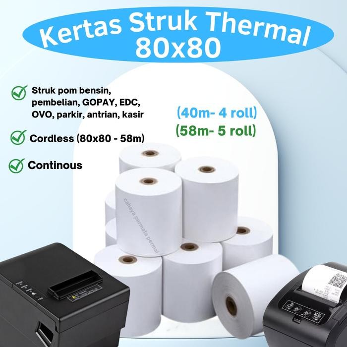 

Kertas Struk Thermal Paper Rol 1 paket uk 80x80