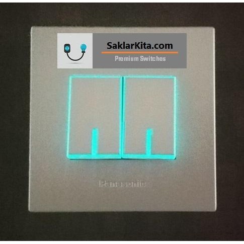 Saklar 2 Gang Panasonic Silver Fluorescence