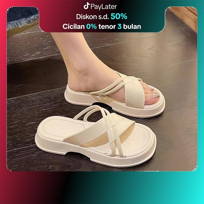 Muzy Sandal Wanita Slop Hak Sendal Hak Tahu Wanita Sendal Karet Heels Empuk Anti Slip HSN209