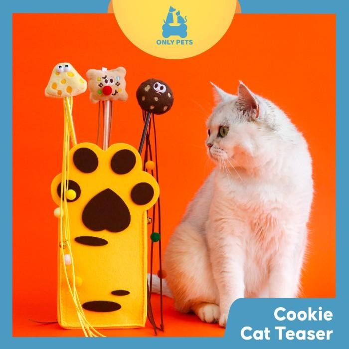Pilihan- Only Pets Cookie Cat Teaser Tongkat Boneka Mainan Kucing Bentuk Kue