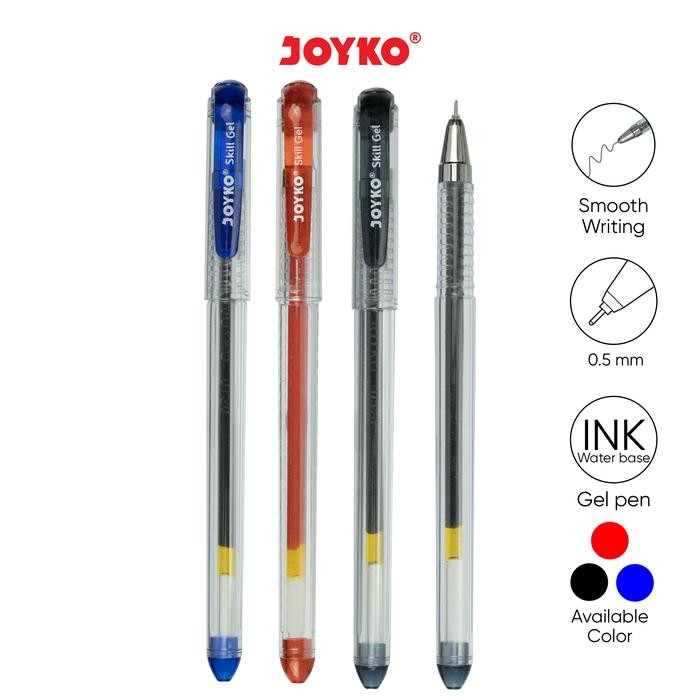 

New JOYKO GEL PEN SKILL GEL 0.5 BLACK BLUE / PENA PEN PULPEN JOYKO JEL GP-262 HITAM BIRU [12PCS]