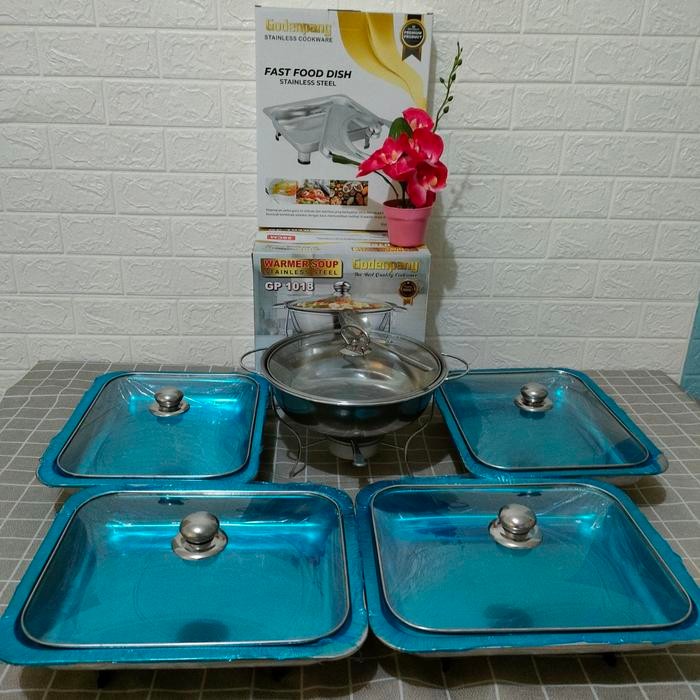 Fast food dish full kaca / prasmanan set 4 in 1