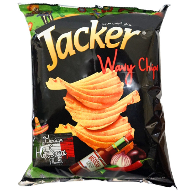 S01642 JACKER POTATO CHIP WAVY MEXICAN HOT SAUCE SNACK MALAYSIA 60GR MAJU BERSAMA (20251212)
