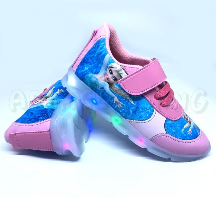 Sepatu Menyala Anak Perempuan Frozen Elsa Terbaru Nyaman Keren masih ready