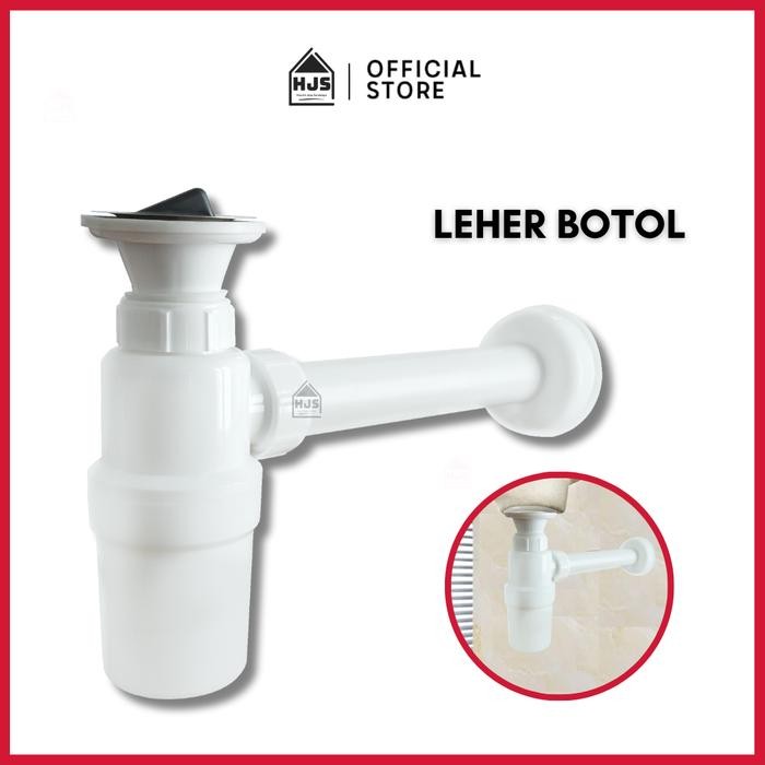 RJ [HJS] Sifon Leher Angsa Wastafel PVC / Sifon Pembuangan Air Wastafel / Sifon Leher Botol Hitam