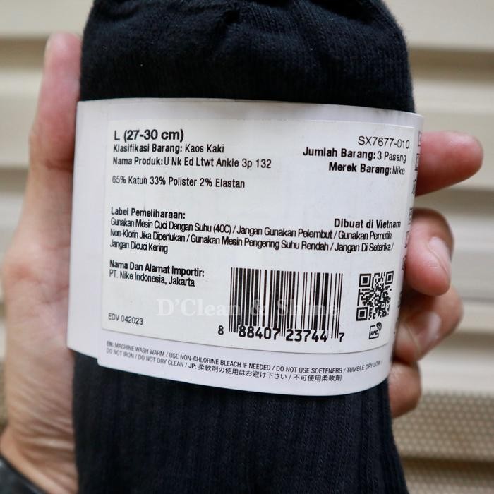 Khusus Gosend Kaos Kaki Pria Hitam Nike Original Sock Ankle Sx7677-010 Kaoskaki