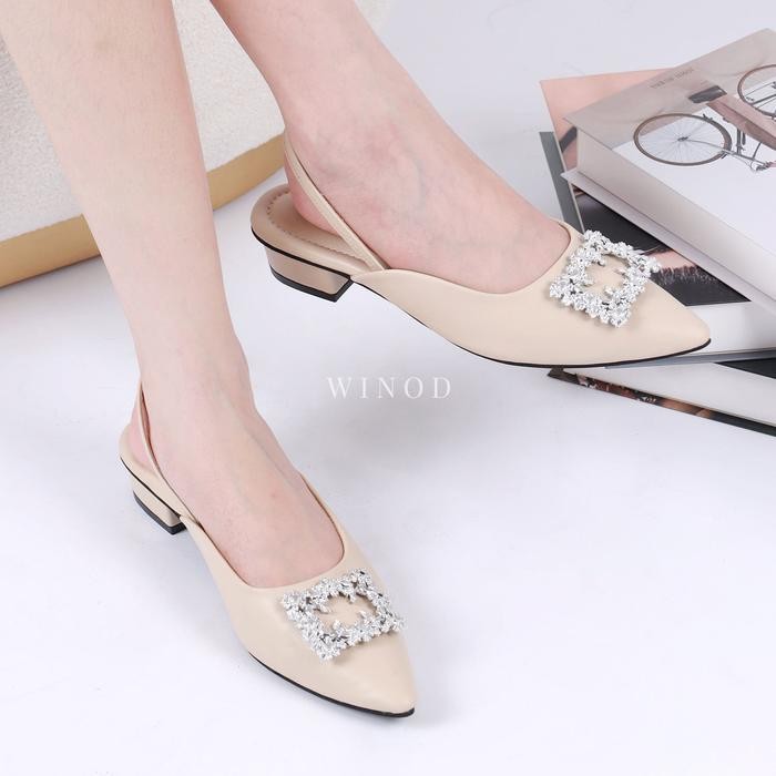 Donatello - Camelya Mules Wanita Heels Pesta Kondangan Hak 3Cm Daily