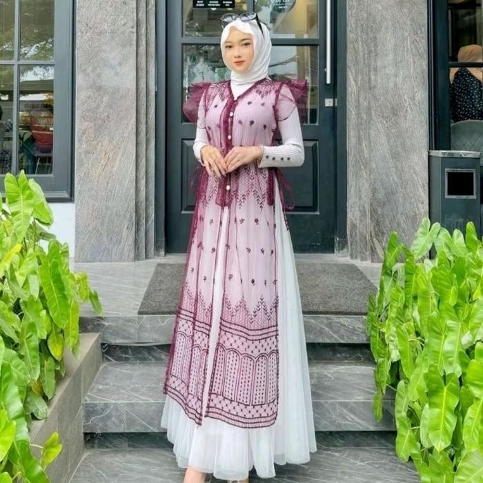 Pilihan- Outer Brokat Sapto Kondangan Terbaru 2025 Baju Atasan Wanita Gaun Pesta Panjang