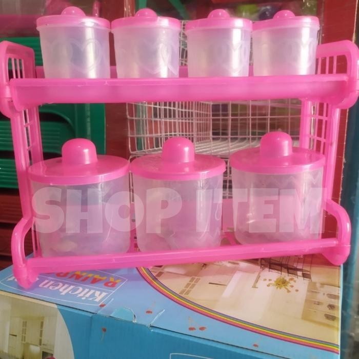 Tempat Bumbu Set Dapur / Toples Rak Bumbu Plastik