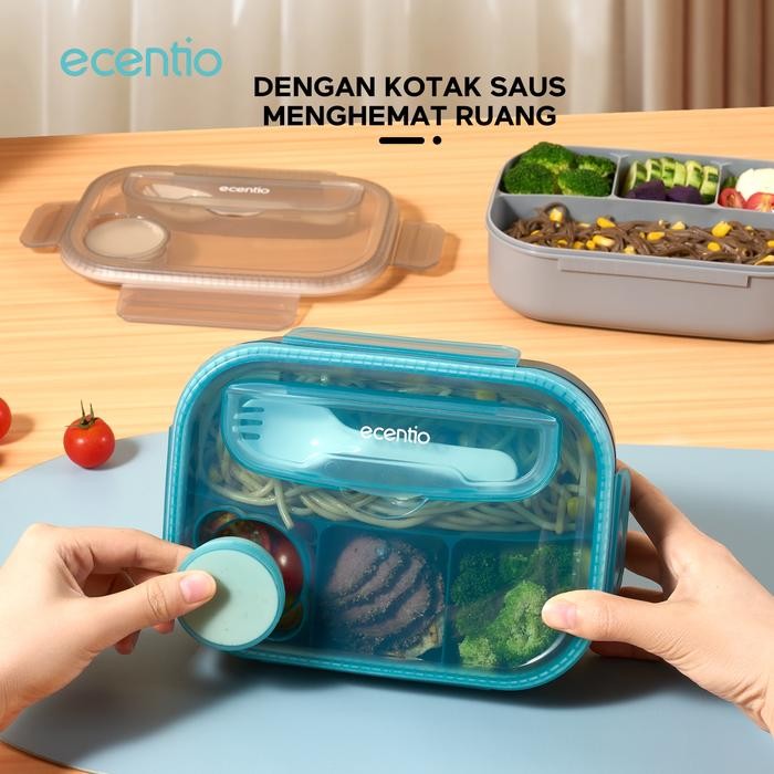 ecentio 1 L lunch box set kotak makan anti tumpah lunch bag BPA Free