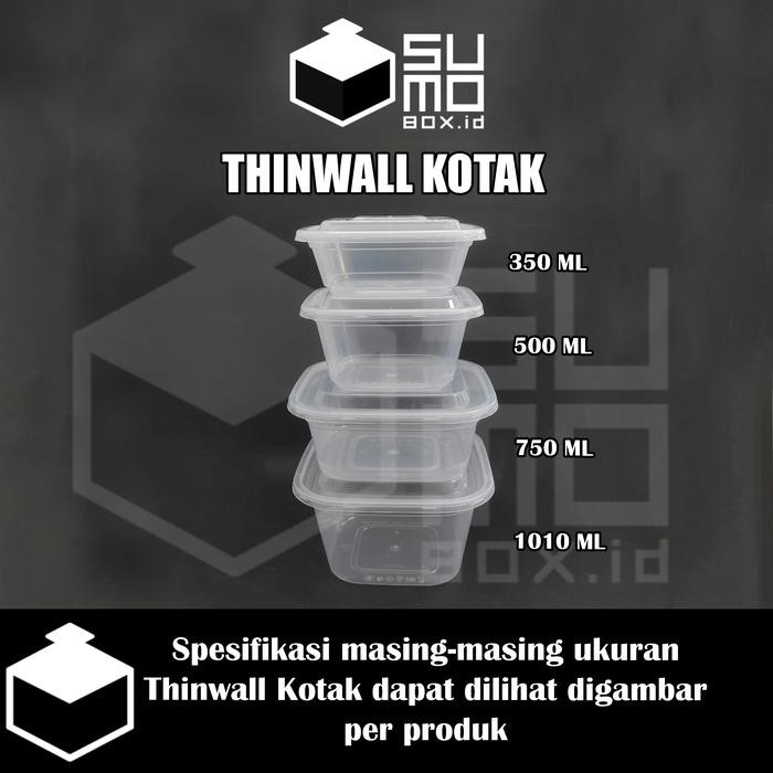 Thinwall KOTAK 500ml + tutup / wadah plastik box dessert [ECERAN]