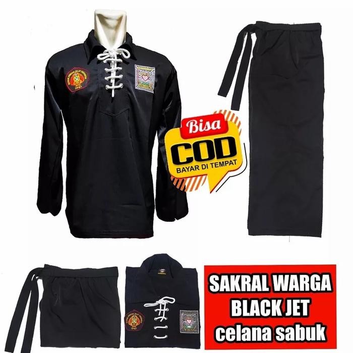 PJS Baju Seragam Silat Sakral Warga PSHT Black Jet Celana Sabuk