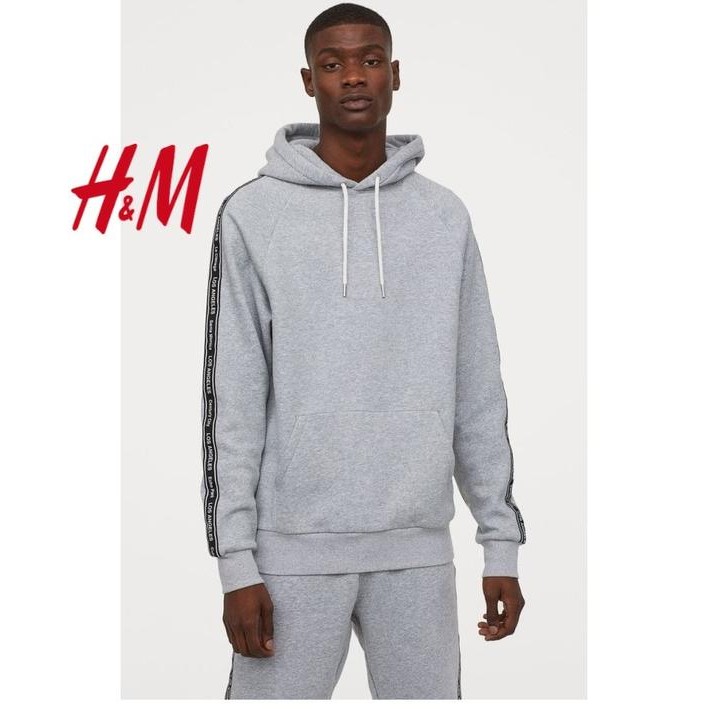 H*M Grosgrain Hoodie Grey 100% Original - Sweater Pria Branded Sale terlaris