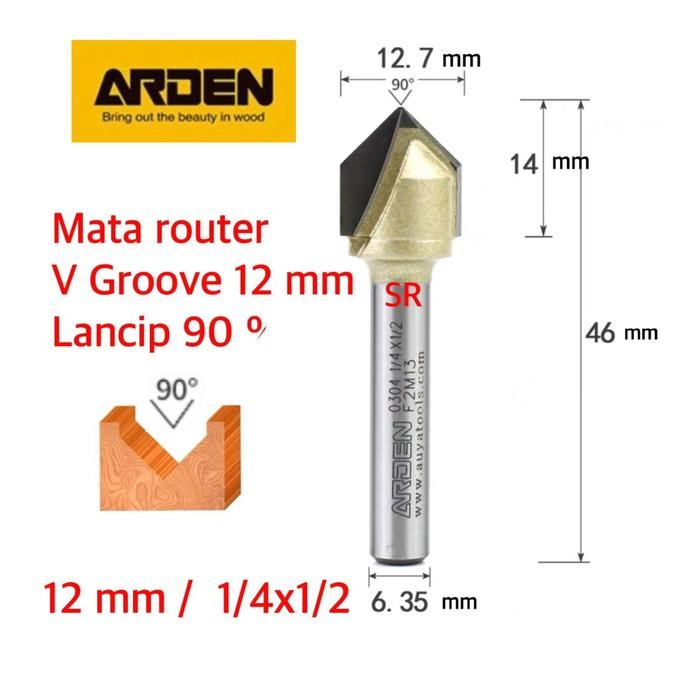 Mata Profil V Groove 12mm 1/41/2 Lancip 90 Derajat Merk ARDEN