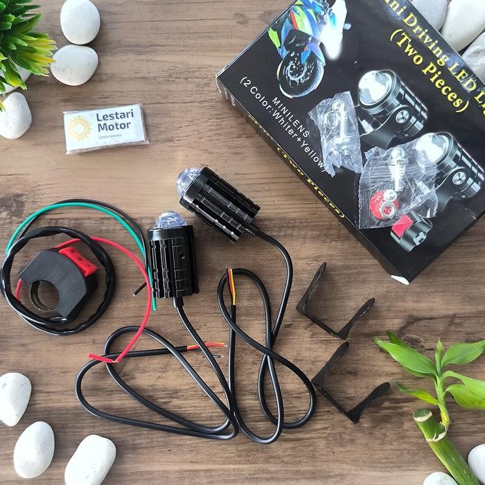 MINI PROJIE LASER FOGLAMP D2 LAMPU TEMBAK SOROT MOTOR BONUS SAKLAR LAMPU