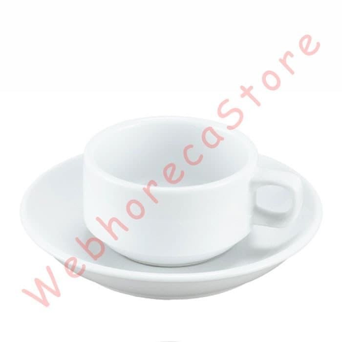 Blanc Bistro Coffee Cup Saucer 90ml/ Cangkir Tatak Kopi 3oz Keramik