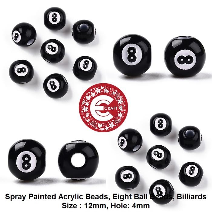 Buruan serbu] MANIK-MANIK BOLA HITAM ANGKA 8 BILYARD ACRYLIC BILLIARD BLACK BEADS