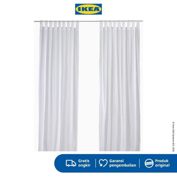Terlaris IKEA MATILDA Gorden Tipis 1 Pasang Dengan Tab Atas / Putih 140x250cm Katun