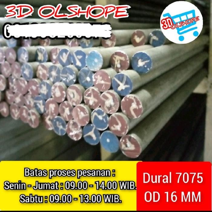 STOK TERBATAS  AS ALUMINIUM DURAL 7075 16 MM X 300 MM / 30 CM. TERJANGKAU