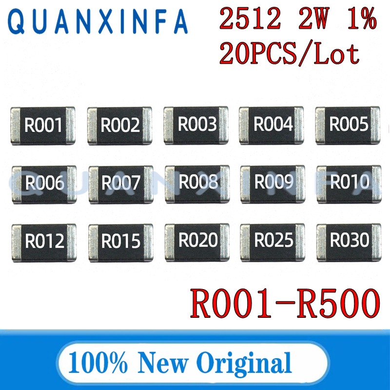 IMPORT 20PCS 2512 1% SMD 2W Alloy Resistor Resistance R001 R002 R005 R008 R010 R040 R050 R060 R070