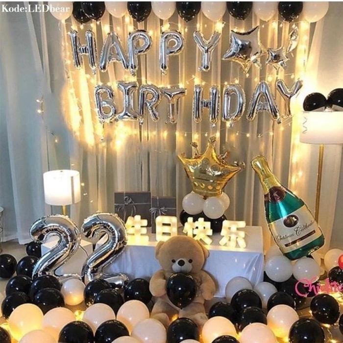 62eh- Paket Dekorasi Ulang Tahun Dewasa Led Romantis Surprise